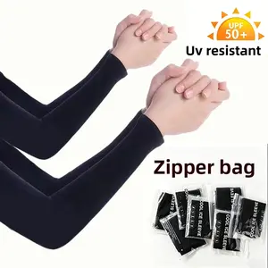 Unisex Black Compression Arm Sleeves, Breathable Sweat-Absorbent UV Protection Arm Guards for Running, Golf, Driving, Commuting & Outdoor Activities
