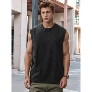 Solid 2-Pack  Summer New cotton Men'sand women's Washed Cotton Tank Tops Muscle Gym Sleeveless Workout T Shirts Running Beach Loose Tees