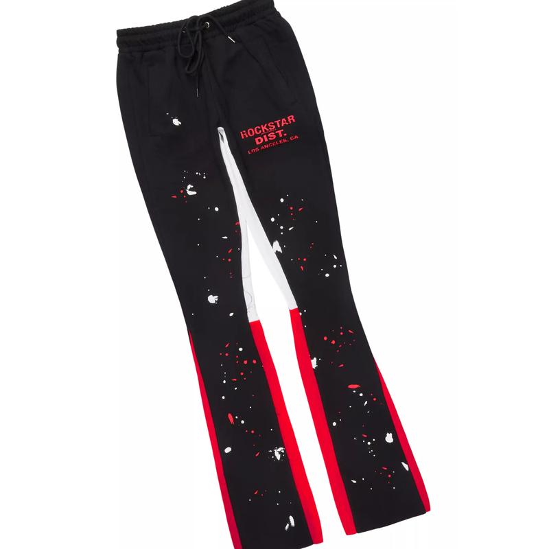Scottie Black/Red Paint Splatter Hoodie/Stacked Flare Pant Set
