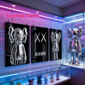 3pcs Silver Color Exhibition Posters, Hypebeast Portrait Wall Art, Frameless Kaws Decor, Fashion Home Decoration DIY Frame
