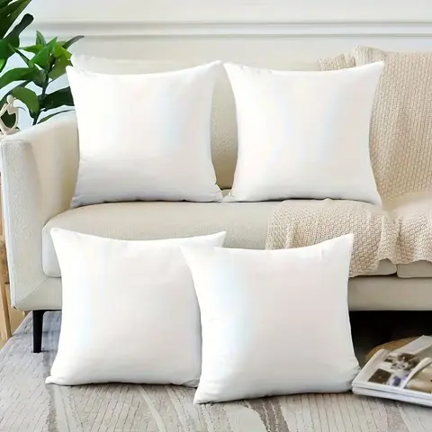 LDC LUX DECOR COLLECTION Pack of 4 Throw Pillow Inserts - Durable Fillings 100% Polyester Down-Alternative, Soft Fluffy Square Cushion Fillers, Lightweight Home Decor, Living Room Accessories, Machine Washable (6 Sizes Available)