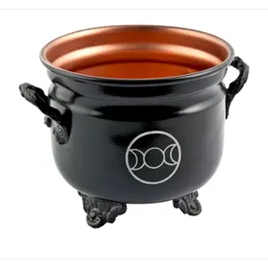 Triple Moon Metal Cauldron 4.5” Diameter Bowl Decor