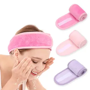 Velcro Soft Sweat Absorbing Headband Suitable for All Skin Types, 3pcs/set Including Face Washing, Facial Cleansing, Makeup Application, Makeup Removal and Travel
