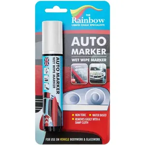 Window Markers for Glass Washable Car Window Paint Pen- Dry Erase Liquid Chalk Marker Car Decorations on All Surfaces, Tire, Windshield - Auto Marker, Autowriter, Rain Resistant (White, Jumbo Tip)