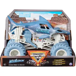 Monster Jam, Official Megalodon Monster Truck - Retro 2017 Original Edition 1:24 Scale Die-Cast Vehicle and BKT Tread Tires, Great Gift for Collectors & Kids Ages 3+