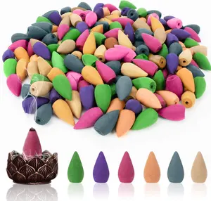 Backflow Incense Cones - 108 PCS Bulk, 6 Different Scents, Smoke-Flow Design for Waterfall Incense Burners, Home Fragrance Use
