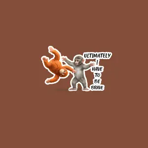 Cute Monkey Sticker, Adorable Primate Cartoon Vinyl Decal, Funny Animal Waterproof