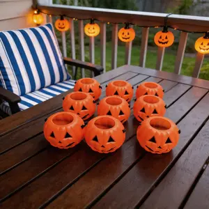 Halloween Pumpkin Candy Buckets, Kids Plastic Trick-Or-Treat Baskets, Halloween Party Favor Boxes, Candy Storage Containers
