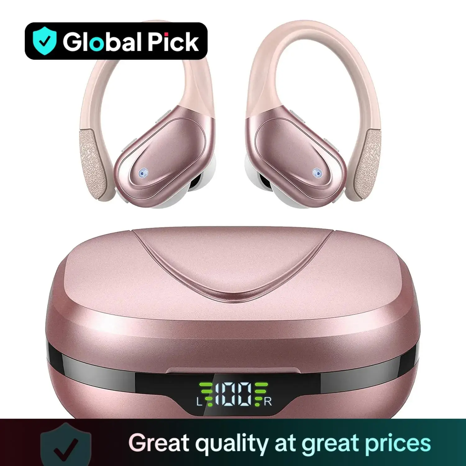 Wireless In-ear Headphones, Audio Stereo Sound BT 5.3 Ear Hook Gaming Headset Earphones, Portable Waterproof Sports Bluetooth-compatible Earphones, Fa