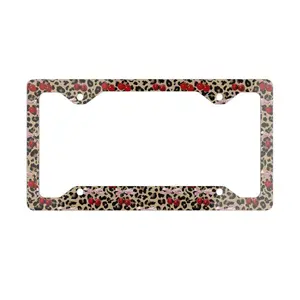 Leopard Chery Coquette Girly License Plate Frame, License Plate Frame, Vehicle Tag Frame License Plate Frame Accessories.