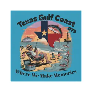 Texas GC 979 Fishing Scene Car Magnet | Sunset Beach Fishing Magnet