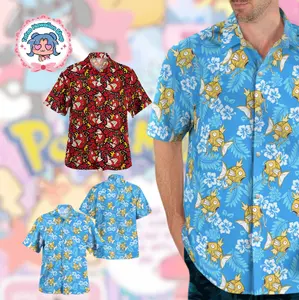 2026 MagikarpCute Button Up Red and yellow Hawaiian Shirt, Anime hawaiian shirt, aloha Shirt, Unisex Summer Vacation Shirt #animefashion #hawaiianshirt #ALOHA #anime