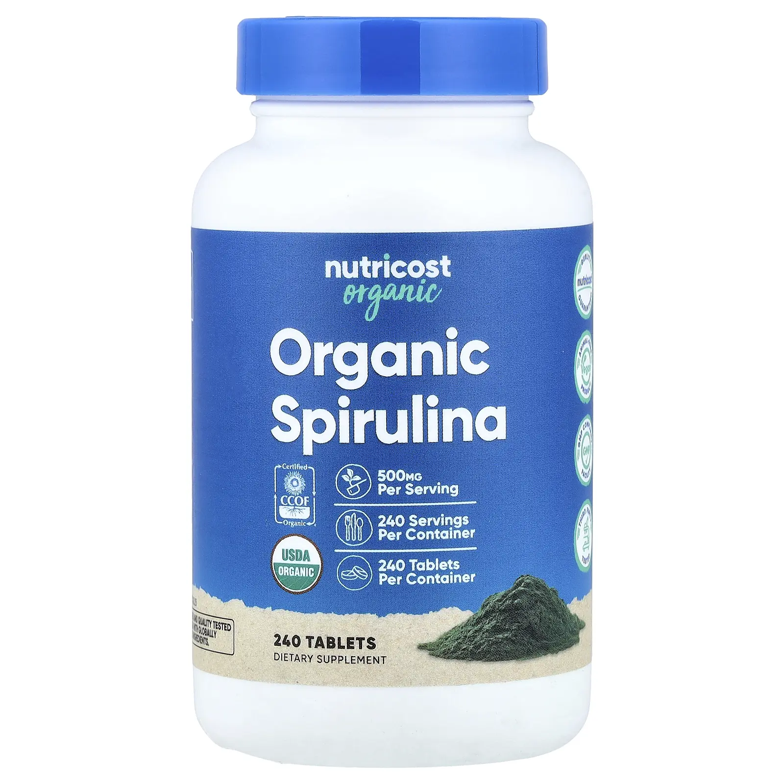 Nutricost Organic Spirulina, 500 mg, 240 Tablets Nutricost Organic Spirulina, 500 mg, 240 Tablets