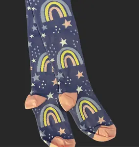 Oh Baby! - Bright Alert Responsive Compression Socks for Mamas with Rainbow & Star Design 15-20 mmHg Gradual Support for Enhanced Circulation & Comfort Knit Stitch