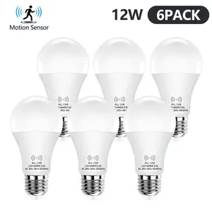 Kasotile Motion Sensor Bulb E26/e27, 6000k Light, 12w High Power, Energy Saving, Covers Entire Corridor, 6pcs Pack