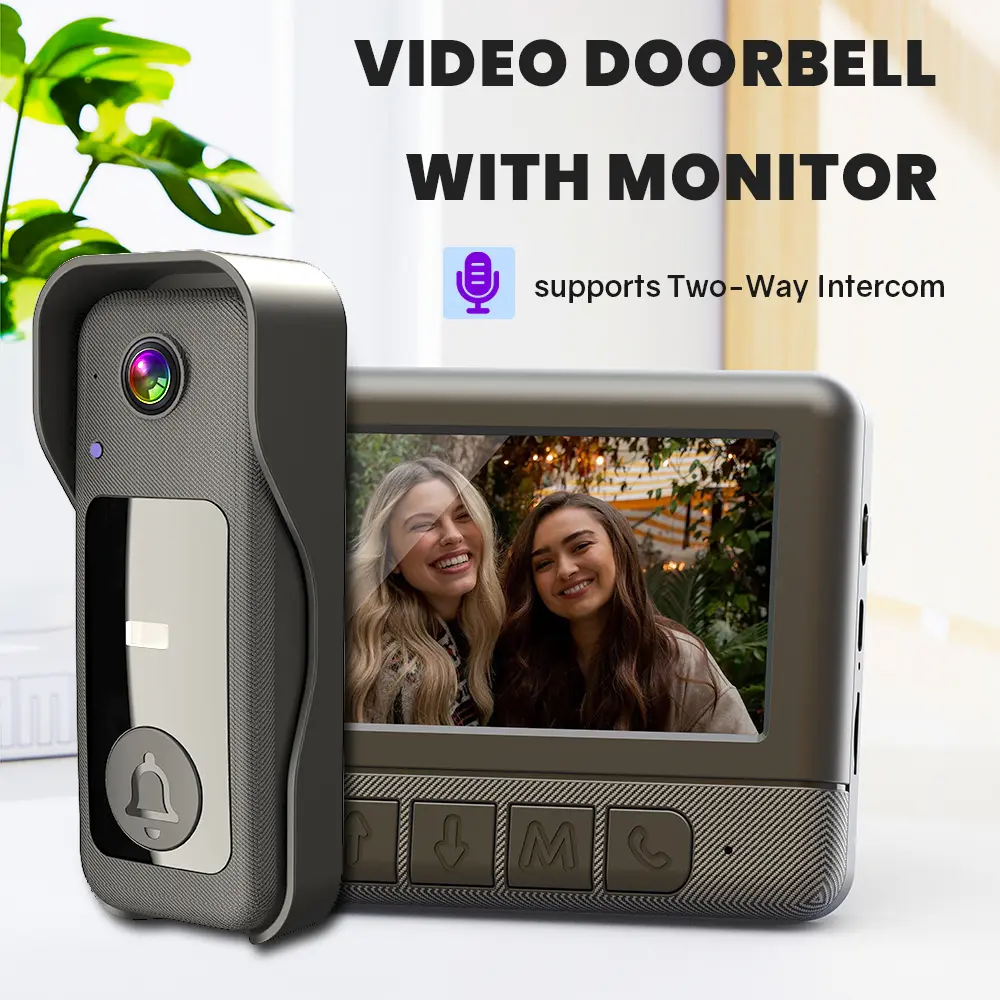 X6 Wireless Video Doorbell Security Camera with 4.3Inch Monitor, 2.4G Connection, 30M Range, 2-Way Intercom, Infrared Night Vision, Auto Visitor Recording, 128GB TF Card Support, No WiFi/No APP Required
