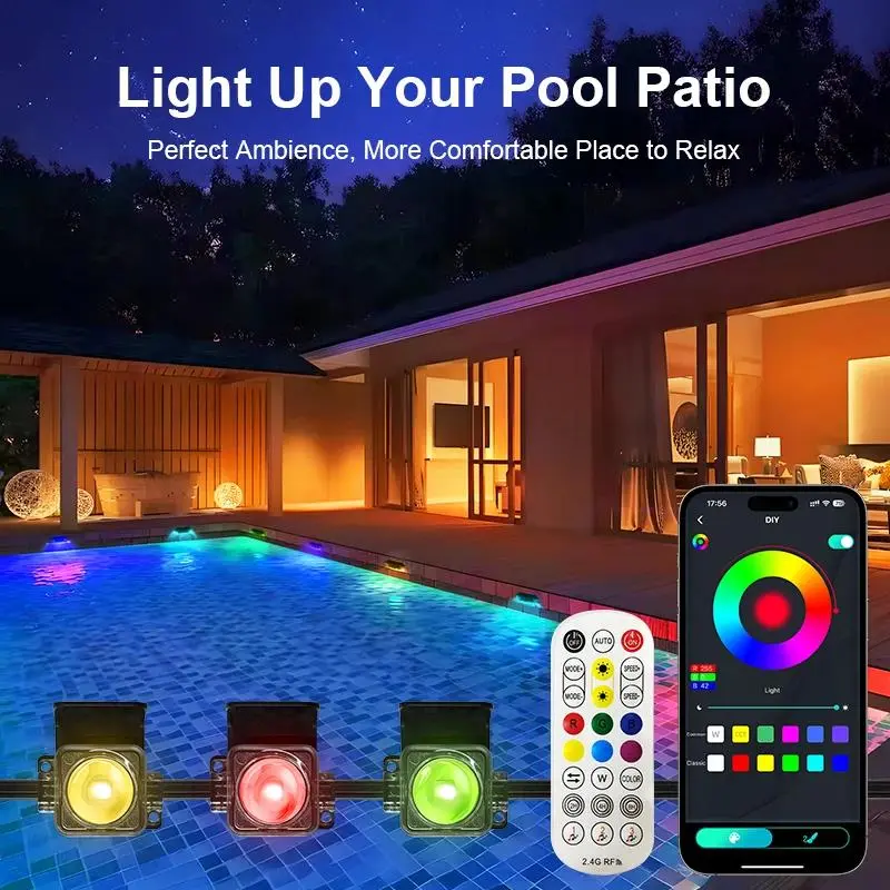 100ft Bluetooth Permanent Outdoor RGBCW LED Smart Eave Lights, 72 LEDs, 90lm Black, IP67 Waterproof Water Resistant, 100 Scene Modes, All Seasons Suitable for Gardens (Home Improvement Outdoor Lighting)