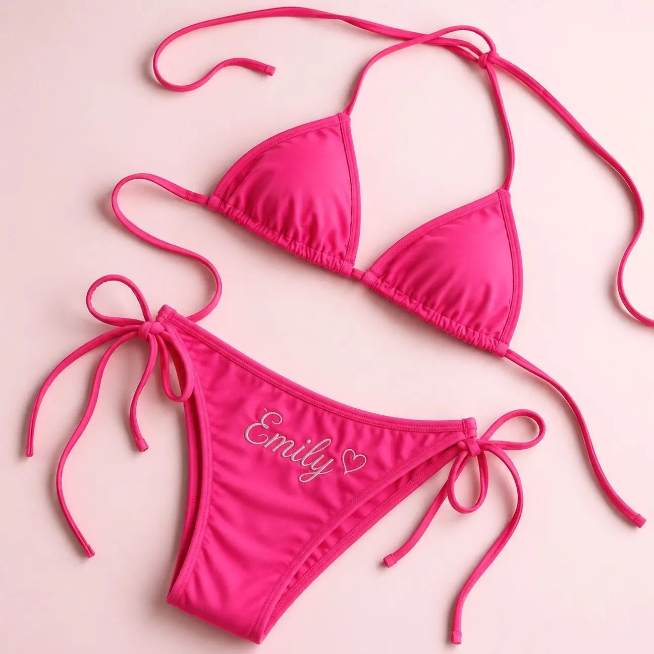 3 Piece Personalized Bride Bikini Set with Sarong, Custom Name Tie Side Swimwear for Bridal Shower and Vacation