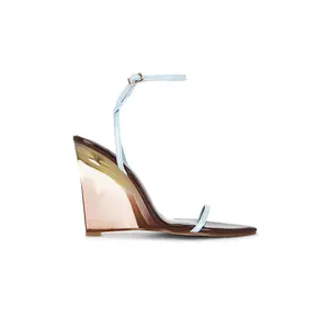 FEMME LA x REVOLVE Andx Wedge Sandal in Chocolate Brown & Blue Sorbet