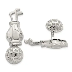 Sterling Silver Reversible Golf Clubs & Golf Ball Cufflinks for Male Shirt Accessories