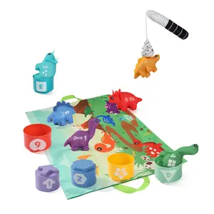 Fishing Fun Toy Set, Fabric 3D Number Matching Stack Cups, Foldable Storage Bag, Interactive Game, Party Gift, Birthday Present, Number Counting Blocks