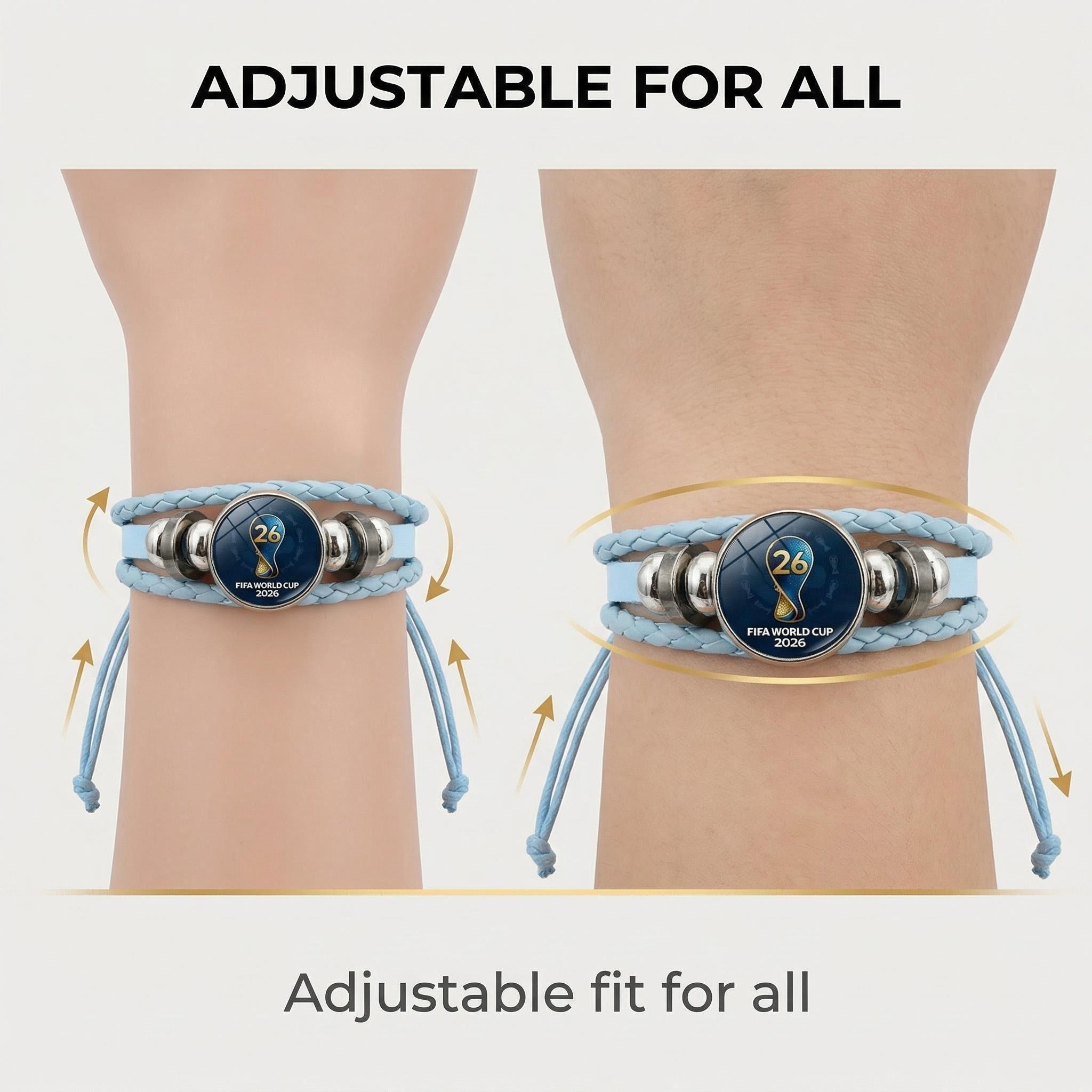 2026 World Cup Bracelet Adjustable Soccer Wristband Unisex Fan Gift PU Leather Braided Band Soft Durable Comfortable for All Day Wear