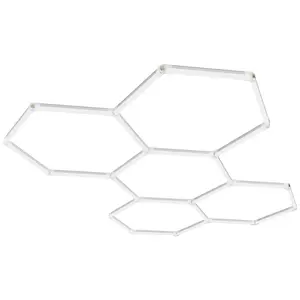 【Summervibes】VEVOR Hexagon Garage Lights,  , 26400LM, 6500K 5 Grid Systems Honeycomb Hexagonal Garage LED Lights, DIY Cool White Car Detailing Garage Ceiling Lighting Bright Shop Light for Gym Basement Workshop