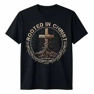 Rooted In Christ Shirt, Jesus Shirts Christian Cross T-Shirt
