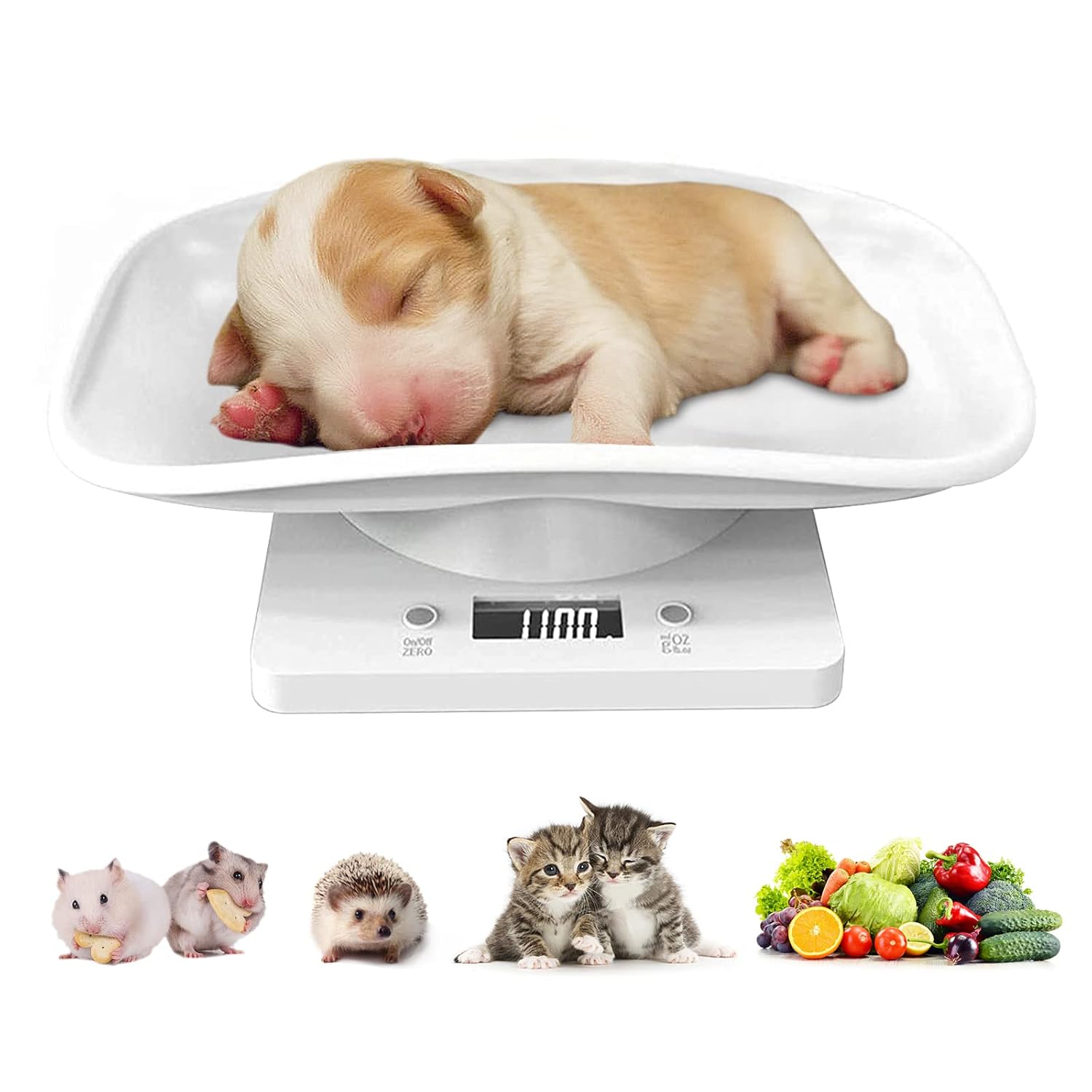 Digital Pet Scale for Small Animals, 33lb/15kg Pet Weight Scale with 1g Precision, LED Display, Puppy & Kitten Scale, Reptile, Guinea Pig & Rabbit Scale with Tare Function for Home & Vet