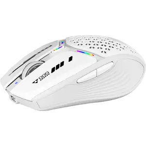 X-MUP16  Bluetooth Wireless Mouse, (BT5.0/5.1+2.4GHz) USB C Rechargeable LED Mouse Battery Level Visible, Honeycomb Magnetic Shell Cover with USB Receiver & Type-C Adapter for Laptop/PC/Mac/iPad-White