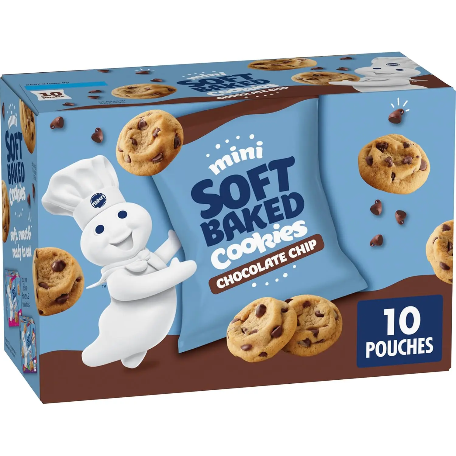 Pillsbury Mini Soft Baked Cookies, Chocolate Chip, Snack Bags, 10 ct, 10 oz | Made With Real Chocolate Chips, Individually Wrapped Snack Pouches, Ready To Eat, Ideal For Lunchbox Or On The Go