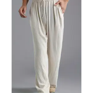 Casual   Menswear Men's plus-size slacks linen breathable sweatpants