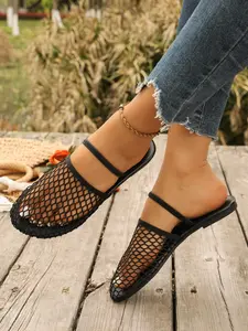 Women's Breathable Comfort Slippers, Plain Minimalist Design, Textile Upper, Rubber Sole, Ideal for Daily Wear, Commute, Leisure