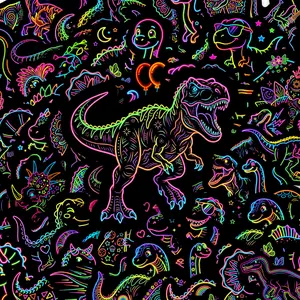 50pcs Colorful Neon Dinosaur Stickers, Car Decals, Decorative Decal, Office Supplies and Notebook Accessories, Suitable for Scrapbooks, Diaries, Laptops, Water Bottles, Cars, Etc., Based on A Design Inspired By Faith.