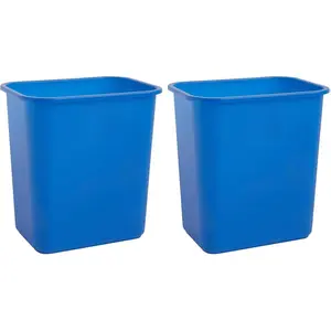 United Solutions 7 Gallon / 28 Quart Space Saving Recycling Bin, Fits Under Desk and Small, Narrow Spaces in Commercial, Kitchen, Home Office, and Dorm, Easy to Clean, (Pack of 2), Recycle Blue