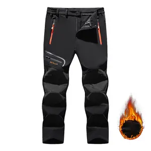 Men’s Waterproof Insulated Pants for Cold Weather Hiking, Winter Snow Skiing, Softshell Outdoor Pants with Zippered Pockets, Climbing & Thermal Jogger Trousers, Thermal Lined Jogger Pants for Men cold weather hiking