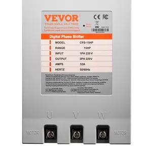 VEVOR 3 Phase Converter - 2HP 7A 220V Single Phase to 3 Phase Converter, 220V Input/Output, Digital Phase Shifter for Residential Light Commercial Use (One Converter for One Motor Only)