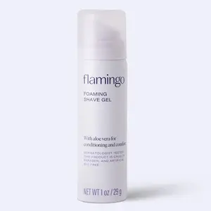 Flamingo Foaming Shave Gel Mini 1oz with Aloe Vera for Conditioning and Comfort Body Care Hair Removal Wax Cosmetic