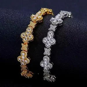 10MM Moissanite Cross Star Tennis Chain Bracelet Necklace Moissanite Jewelry Party Birthday Gift Unisex Women Men Hip Hop Fashion Luxury Iced Out Style