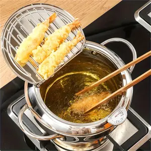 Stainless Steel Deep Fryer, Durable Temperature-Controlled Oil-Saving Mini Elevated Gas Deep Fryer with Lid - Suitable for Frying Chicken, Fish, and Vegetables, Kitchen Appliances, Cooking Equipment, Cooking Tools