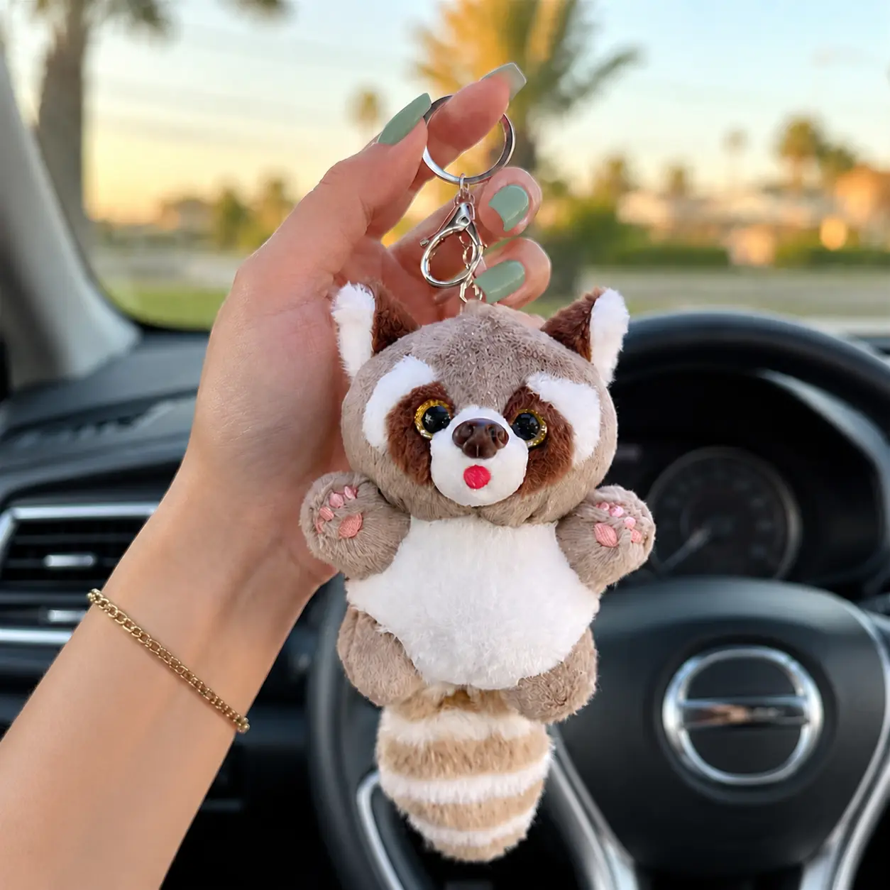 Cute Plush Raccoon Keychain - Bag Charm, Purse Charms for Handbags, Bag Accessories for Women, Car Keys, Ideal Gift for Pet Lovers