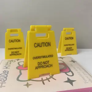 Caution Overstimulated Desk Sign, Office Quote Decorative Item, Humorous Workplace Accessory, Perfect Gift for Coworkers