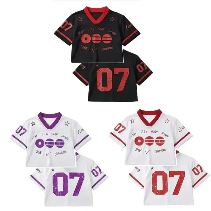 Arirang World Tour Mesh Crop Top Jersey, K-Pop Concert Fan Shirt, Gift for Army, Korean Style Streetwear, Trendy Festival Outfit for Women