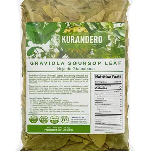 Kurandero Hoja de Guanabana - Premium Sun Dried Graviola Soursop Leaves - 5oz bag (141.7g)