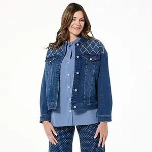G by Giuliana Black Label Denim Rhinestone Jacket