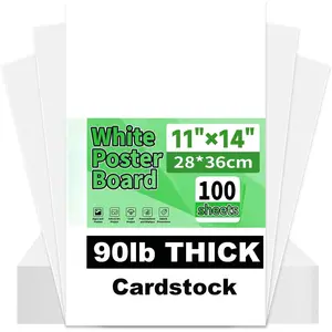 100 count White Poster Board 11"X14", 250GSM Thickness Poster Paper, Glossy& Matte Side Large Posterboard, Poster Board Bulk For School Arts Crafts,Project Presentations,Drawing,Office,Displays, Signs