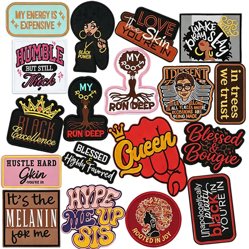 20PCS Black Girl Magic Embroidered Patches, Inspirational Quote Iron On & Sew On Patches for Jackets, Jeans, Bags, DIY Clothing Decor, Unique Fashion Accessories