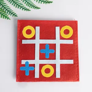 Children's Educational Colorful Felt Mini Nine-Square Grid Game Board for Kindergarten Early Education Puzzle Tic-Tac-Toe Square Felt Pieces