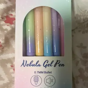 WRITECH Gel Pens Fine Point 0.7mm Black Ink Retractable 6ct with Gradient Color Barrel, Soft Vertical Stripe Silicone Grip & Detachable Design for Note Taking Silent Click No Smear Nebula Pen Set