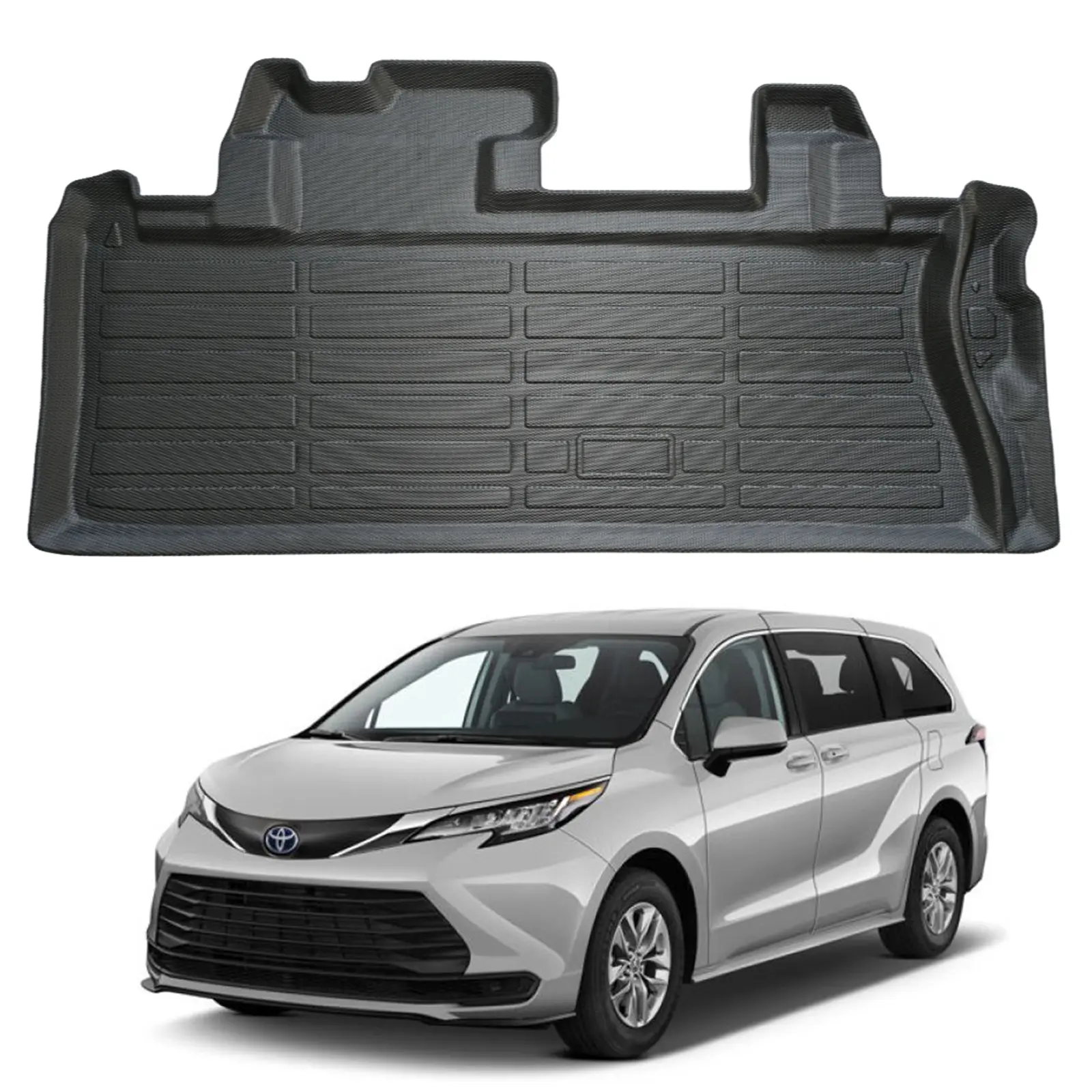 Canvcle Car Mat Set for 2021-2026 Toyota Sienna with Spare Tire, Precision Fit Rear Cargo & Floor Mats, Lightweight Non-Slip TPE Rubber Liners, Full Coverage, Spill Guard, Trunk Protection, Wipes Clean Fast Automotive Interior Accessories, Lightweight For